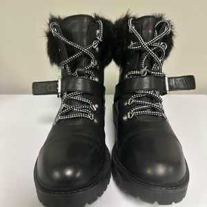 CHARLES BY CHARLES DAVID Womens Black Ramiro Lace-Up Leather Booties Size 9 M